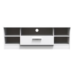 Ready Assembled 2 U Windsor Wide 1 Drawer TV & Media Unit (Ready Assembled) in White - thumbnail 1