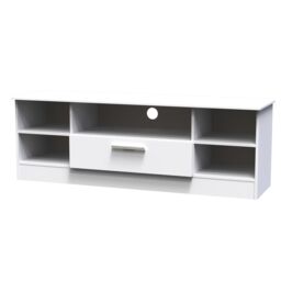 Ready Assembled 2 U Windsor Wide 1 Drawer TV & Media Unit (Ready Assembled) in White - thumbnail 3