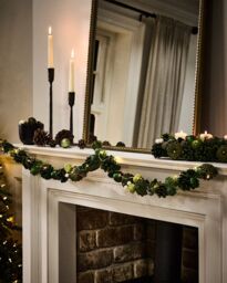 Dibor Woodland Green Xmas Table Decoration Christmas Garland 1.2m - Size: Large