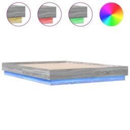 Berkfield Home Bed Frame with LED without Mattress Grey Sonoma 160x200 cm - thumbnail 1