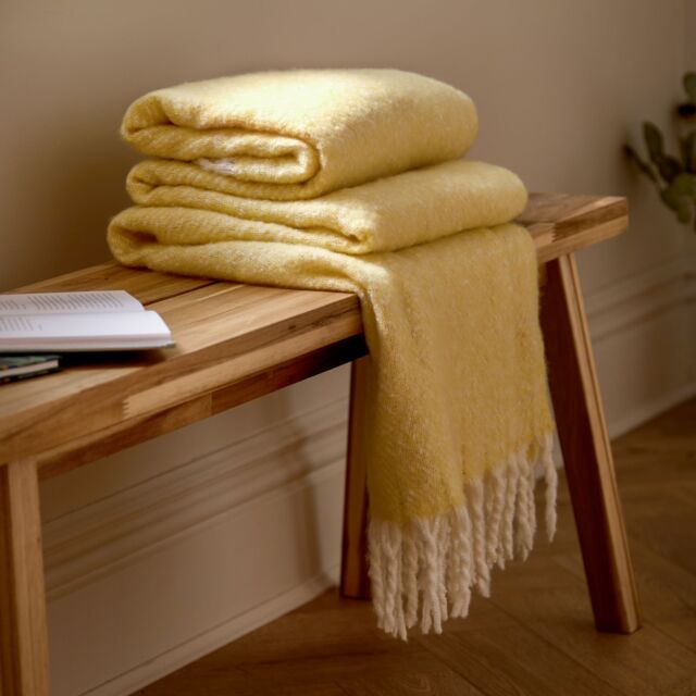 Wylder Nature Isla Woven Tasselled Throw in Yellow - Size: 130 cm x 180 cm - image 1