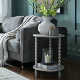 Lemon Pavilion Furniture and Decor The Camden Collection Round Side Table, Wood, L45 x W45 x H60 cm, Grey - thumbnail 4