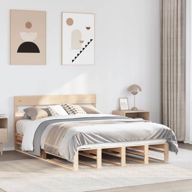 Berkfield Home Bed Frame without Mattress 120x200 cm Solid Wood Pine in Brown - Size: Small Double - image 1