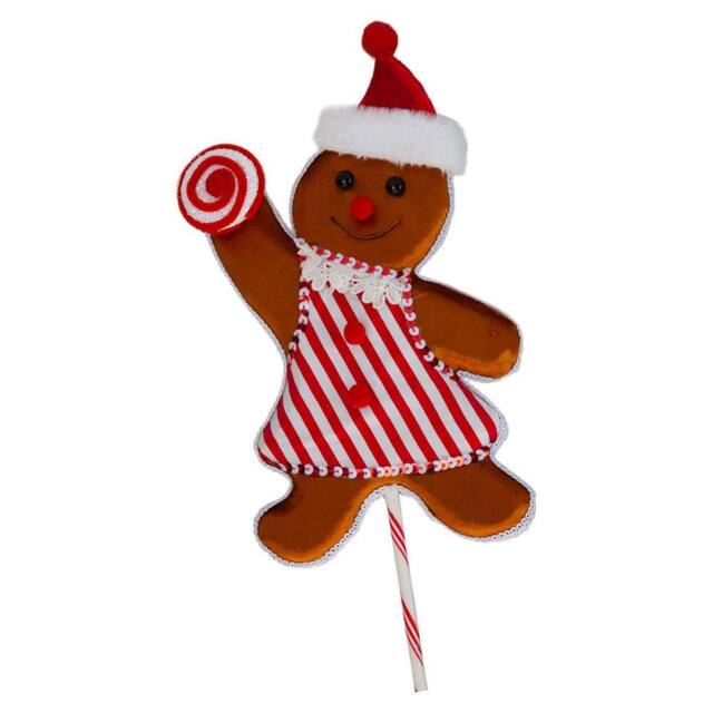 VFM e-Store Christmas Ginger Bread Woman Pick 68cm x 22cm Red X 1 - Size: 68 cm x 22 cm - image 1