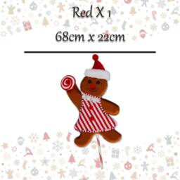 VFM e-Store Christmas Ginger Bread Woman Pick 68cm x 22cm Red X 1 - Size: 68 cm x 22 cm - thumbnail 2