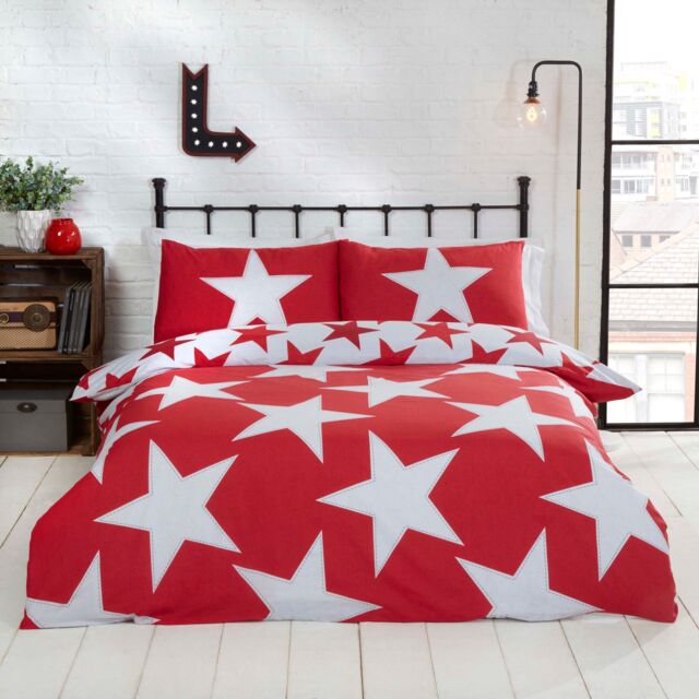 Rapport Home All Stars Polycotton Reversible Duvet Set with Pillowcase in Red - Size: King - image 1