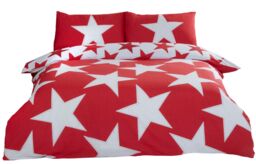 Rapport Home All Stars Polycotton Reversible Duvet Set with Pillowcase in Red - Size: King - thumbnail 2