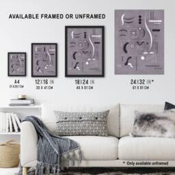 "Artery8 Four Parts Abstract Watercolour Kandinsky Wall Art Poster Print in Grey - Size: W12"" x H16""" - thumbnail 3