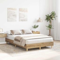 Berkfield Home Bed Frame No Mattress Artisan Oak 120x190 cm Small Double Engineered Wood in Brown - thumbnail 3