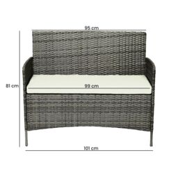 Alivio 4 Seater Rattan Furniture Set with Coffee Table & Anti-UV Cushions for Indoor Outdoor Patio Garden - Grey - thumbnail 4