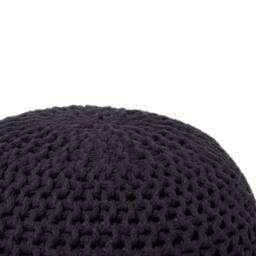 Wyld and Coco Black Knitted Cotton EPS Beads Pouf 50 x 35 cm - thumbnail 4