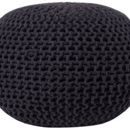 Wyld and Coco Black Knitted Cotton EPS Beads Pouf 50 x 35 cm - thumbnail 2