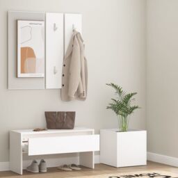 Berkfield Home Hallway Furniture Set White Engineered Wood - thumbnail 3
