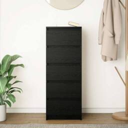 Berkfield Home Sideboard with Drawers Black Oak 37.5x35x99 cm Engineered Wood - thumbnail 3
