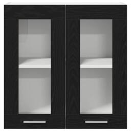 Berkfield Home Hanging Glass Cabinet in Black Oak - 60x31x60 cm, Made from Engin - Size: 60 x 31 x 60 cm - thumbnail 7