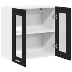 Berkfield Home Hanging Glass Cabinet in Black Oak - 60x31x60 cm, Made from Engin - Size: 60 x 31 x 60 cm - thumbnail 5