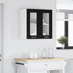 Berkfield Home Hanging Glass Cabinet in Black Oak - 60x31x60 cm, Made from Engin - Size: 60 x 31 x 60 cm - thumbnail 4