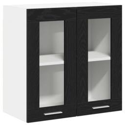 Berkfield Home Hanging Glass Cabinet in Black Oak - 60x31x60 cm, Made from Engin - Size: 60 x 31 x 60 cm