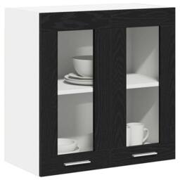 Berkfield Home Hanging Glass Cabinet in Black Oak - 60x31x60 cm, Made from Engin - Size: 60 x 31 x 60 cm - thumbnail 3