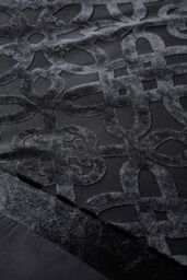 Catherine Lansfield Lattice Cut Velvet Duvet Set in Black - Size: Double - thumbnail 3