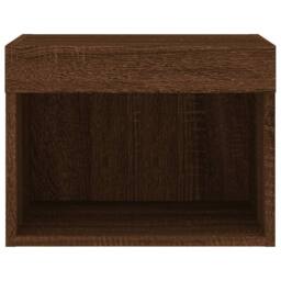 Berkfield Home Bedside Cabinets with LED Lights Wall-mounted 2 pcs Brown Oak - thumbnail 9