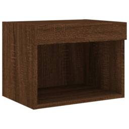 Berkfield Home Bedside Cabinets with LED Lights Wall-mounted 2 pcs Brown Oak - thumbnail 8