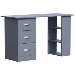 Home Discount Vida Designs Mason 3 Drawer With 3 Shelves Computer Desk Storage Office Study Gaming Table in Grey - thumbnail 8