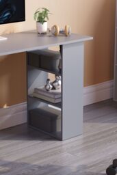 Home Discount Vida Designs Mason 3 Drawer With 3 Shelves Computer Desk Storage Office Study Gaming Table in Grey - thumbnail 4