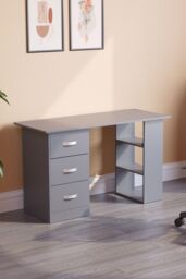 Home Discount Vida Designs Mason 3 Drawer With 3 Shelves Computer Desk Storage Office Study Gaming Table in Grey - thumbnail 3