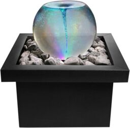 Primrose Orb Water Feature Whirlpool with Multicoloured LEDs & Square Basin in Black