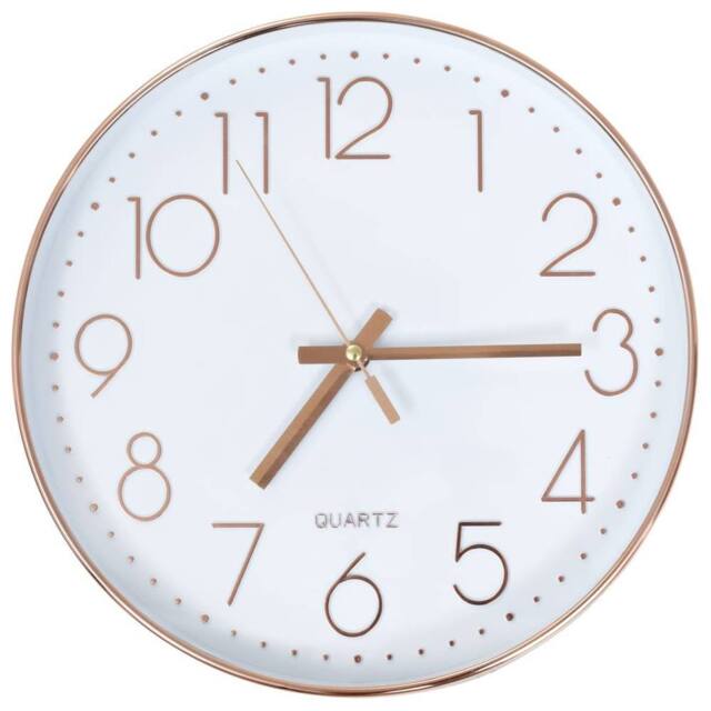 Berkfield Home Wall Clock 30 cm Rose Gold in White - image 1