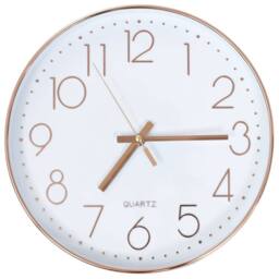 Berkfield Home Wall Clock 30 cm Rose Gold in White - thumbnail 1