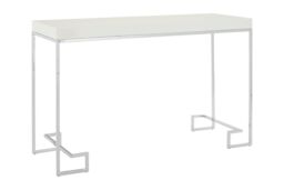 Orsina Chrome Console Table With White High Gloss Top, Hall Table With Stainless Steel Legs, Table For Everyday Use - thumbnail 2