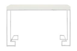 Orsina Chrome Console Table With White High Gloss Top, Hall Table With Stainless Steel Legs, Table For Everyday Use