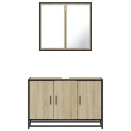 Berkfield Home 2 Piece Bathroom Furniture Set Sonoma Oak Engineered Wood in Brown - thumbnail 5
