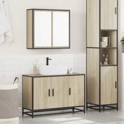 Berkfield Home 2 Piece Bathroom Furniture Set Sonoma Oak Engineered Wood in Brown - thumbnail 3