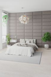 Aspire EasyMount Wall Mounted Upholstered Panels, Modular DIY Headboard in Pure Pastel Cotton Fabric (Pack of 2) in Grey - thumbnail 2