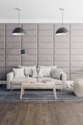 Aspire EasyMount Wall Mounted Upholstered Panels, Modular DIY Headboard in Pure Pastel Cotton Fabric (Pack of 2) in Grey - thumbnail 4