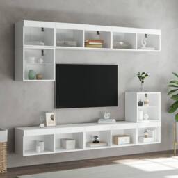 Berkfield Home TV Cabinet with LED Lights White 80x30x30 cm - Size: 80 x 30 x 30 cm - thumbnail 4