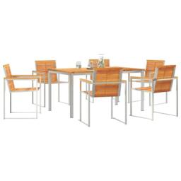 Berkfield Home 7 Piece Garden Dining Set Solid Wood Acacia in Brown - thumbnail 3