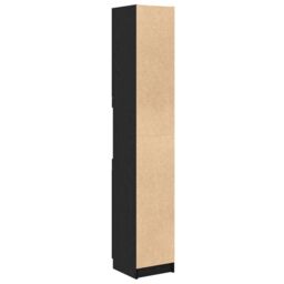 Berkfield Home Black Oak Bathroom Cabinet - 32x34x188.5 cm, Made from Engineered Wood - Size: 32x34x188.5 cm - thumbnail 8