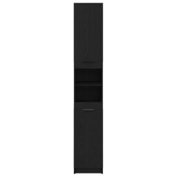 Berkfield Home Black Oak Bathroom Cabinet - 32x34x188.5 cm, Made from Engineered Wood - Size: 32x34x188.5 cm - thumbnail 6