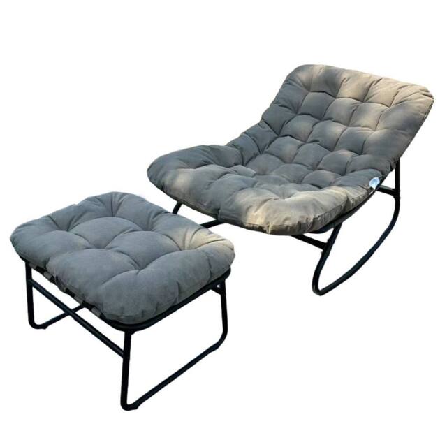 Artemis Home Solace Outdoor Rocking Chair & Stool in Light Brown - image 1