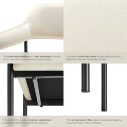 tectake Armchair Doe Set Of 6 - Velvet Look Off-White - Size: 6 Pack - thumbnail 5
