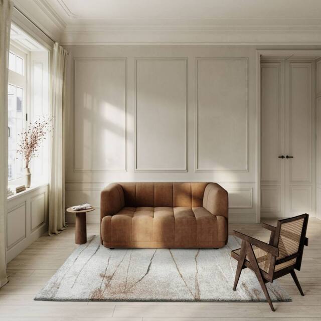 The Rug Shop UK Modern Beige Abstract Easy To Clean Area Rug - Size: 160 cm x 230 cm - image 1