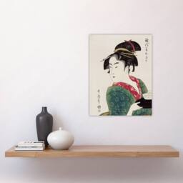 "Artery8 Naniwaya Okita Portrait Vintage Japan Wall Art Print Kitagawa in Green - Size: W12"" x H16""" - thumbnail 4