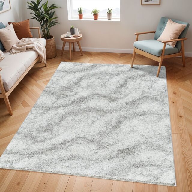 Livabliss Cloudy Shag-Solid Color Ivory Grey Soft Plush Pile Living Bedroom Rug - Size: 120 cm x 170 cm - image 1