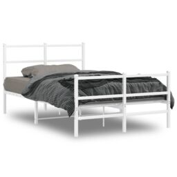 Berkfield Home Metal Bed Frame without Mattress with Footboard¬†White 120x190cm in White - Size: 120x190 cm - thumbnail 2
