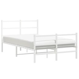 Berkfield Home Metal Bed Frame without Mattress with Footboard¬†White 120x190cm in White - Size: 120x190 cm - thumbnail 4