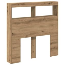Berkfield Home Headboard Cabinet with LED Artisan Oak 100x17x102 cm in Brown - Size: 100 x 17 x 102 cm - thumbnail 6